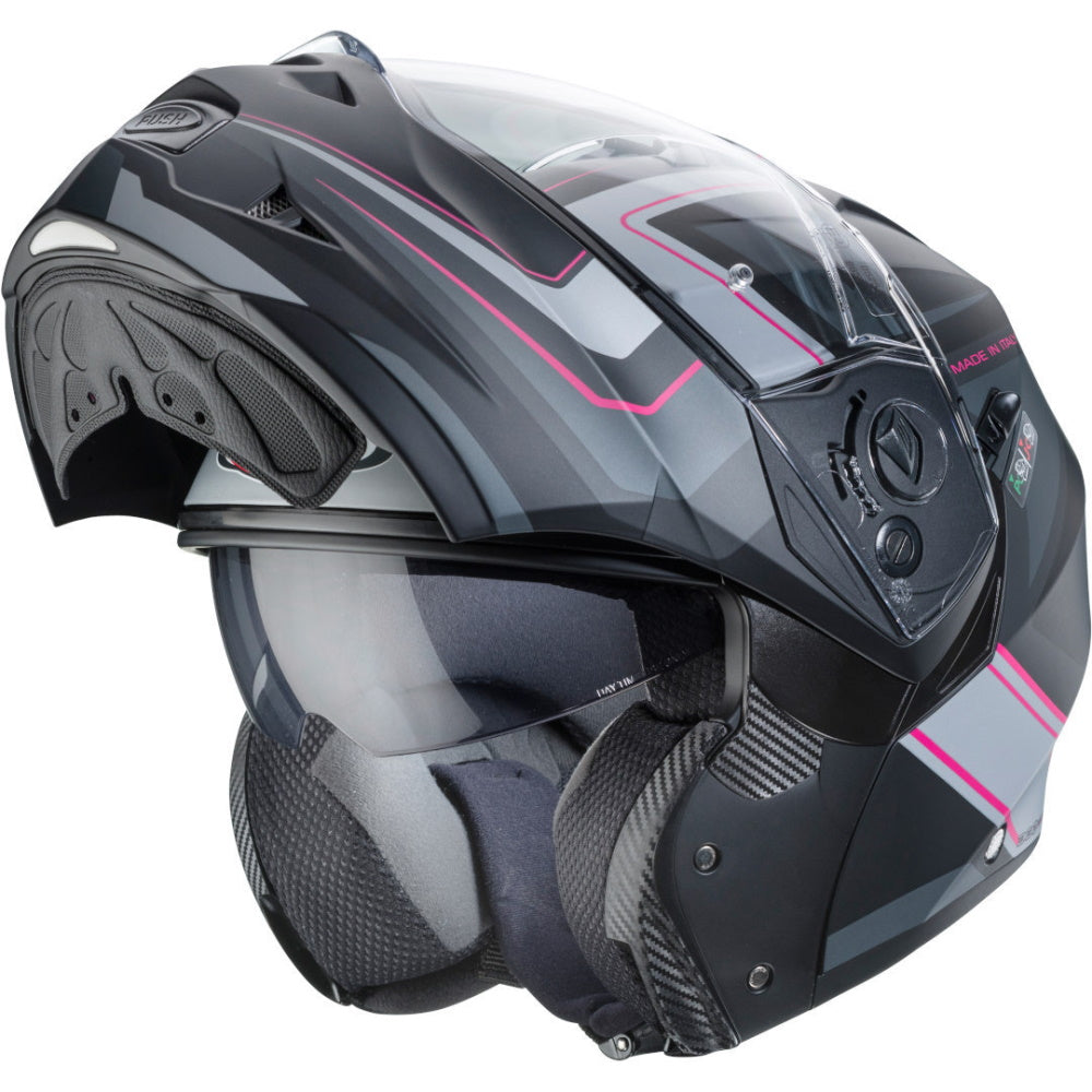 Caberg Duke II Tour Matt Black Pink Anthracite Silver Flip Front Helmet