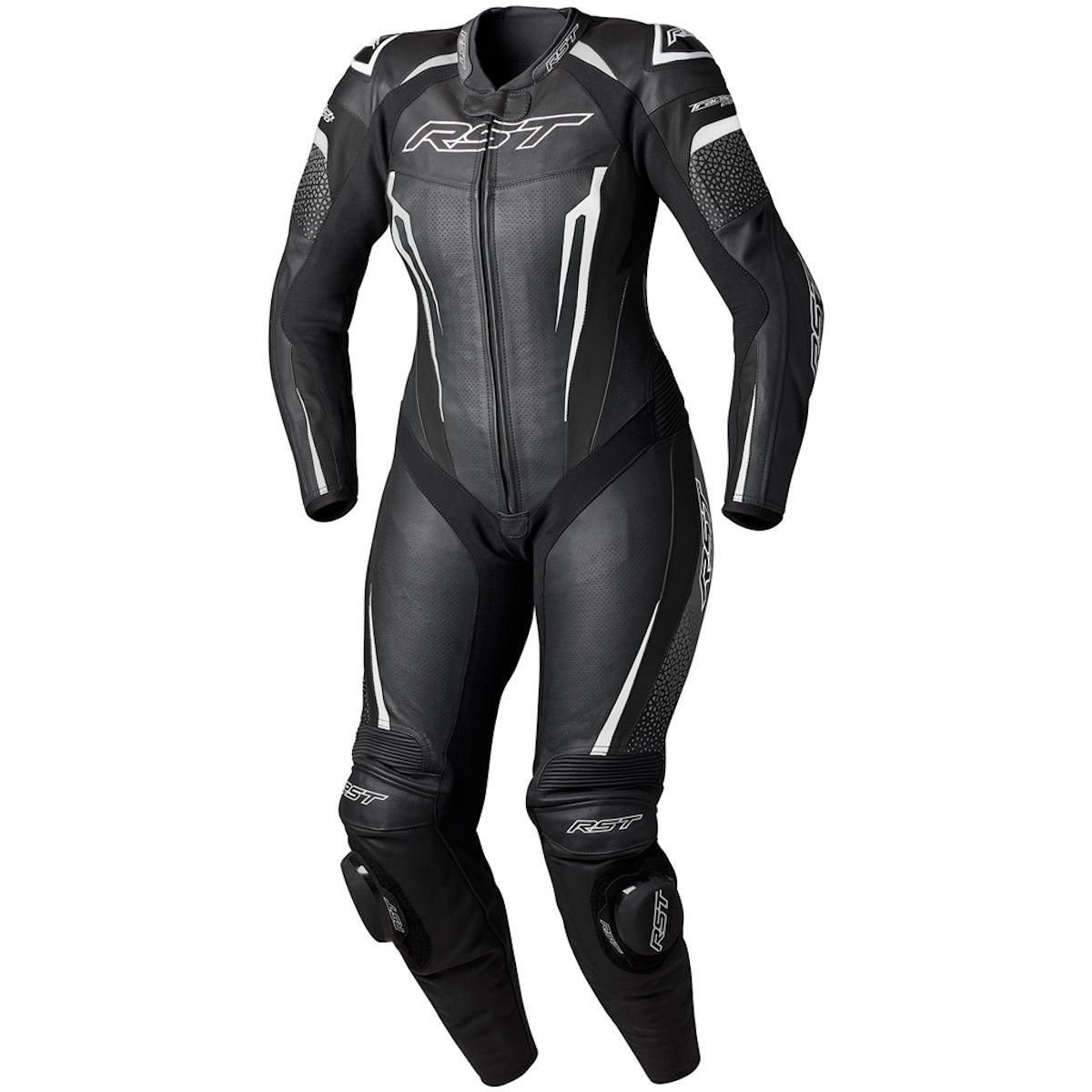 RST Tractech Evo 5 CE Ladies Leather Suit Black White Black