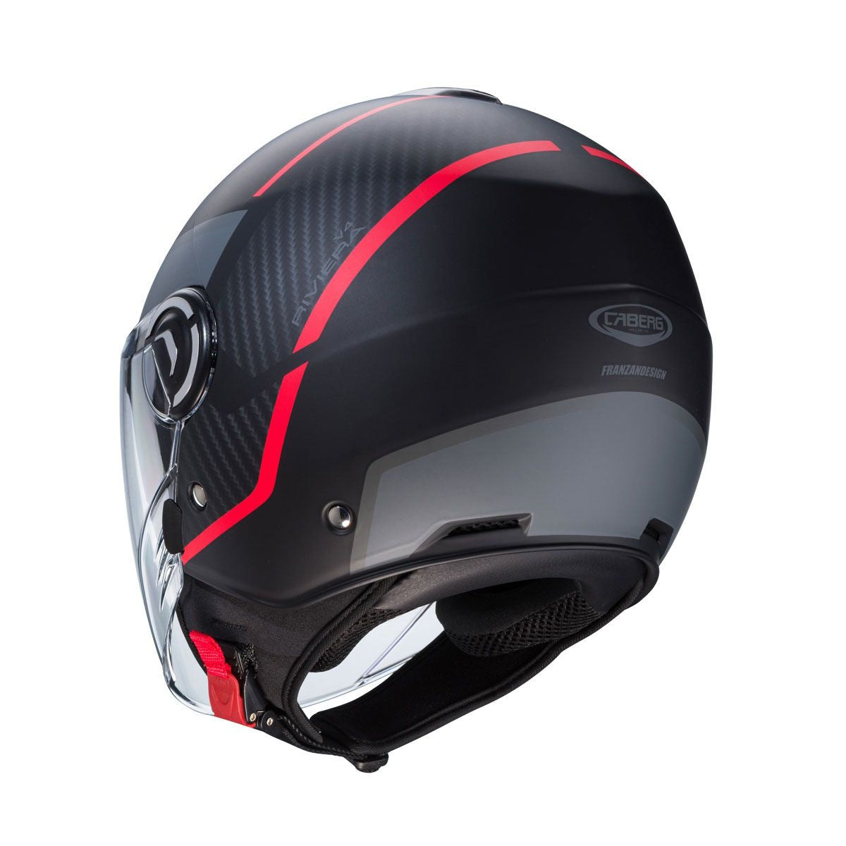 Caberg Riviera V4X Geo Matt Black Red Athracite Open Face Helmet