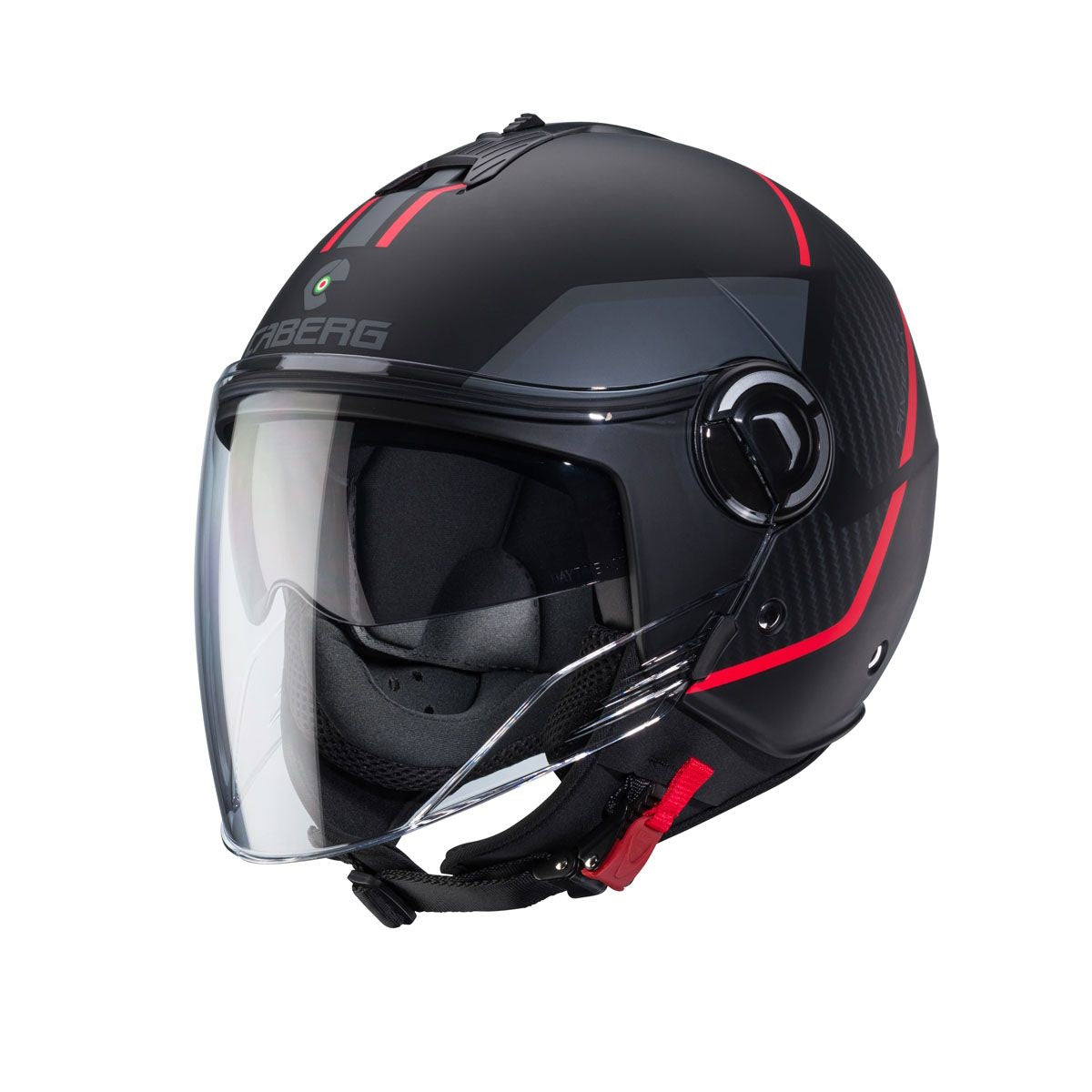 Caberg Riviera V4X Geo Matt Black Red Athracite Open Face Helmet