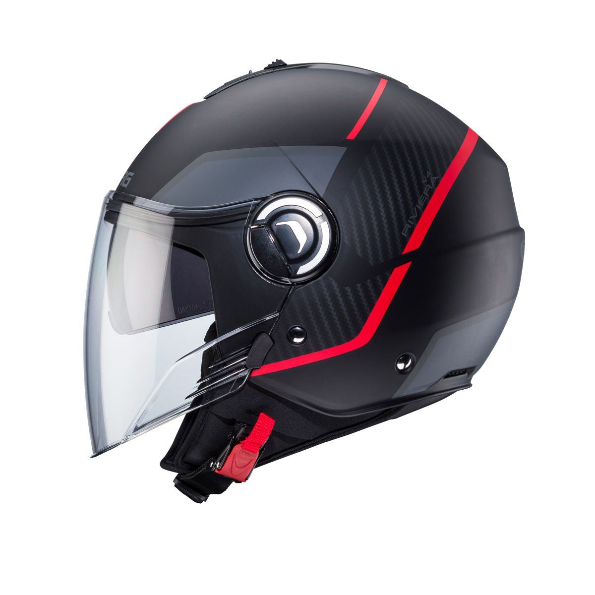 Caberg Riviera V4X Geo Matt Black Red Athracite Open Face Helmet
