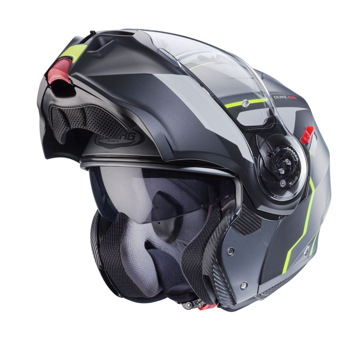 Caberg Duke Evo Move Gun Black Yellow Flip Front Helmet