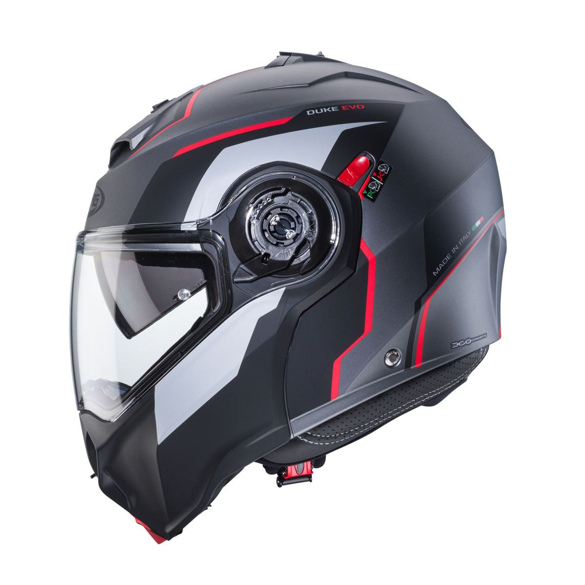 Caberg Duke Evo Move Gun Black Red Flip Front Helmet