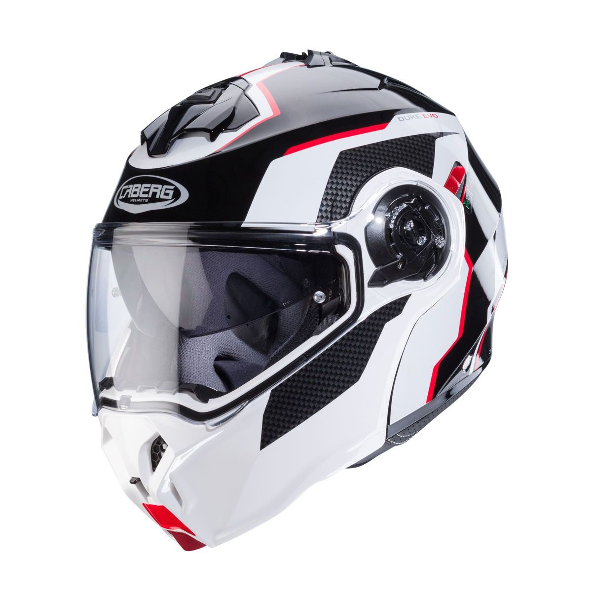Caberg Duke Evo Move Black White Red Flip Front Helmet