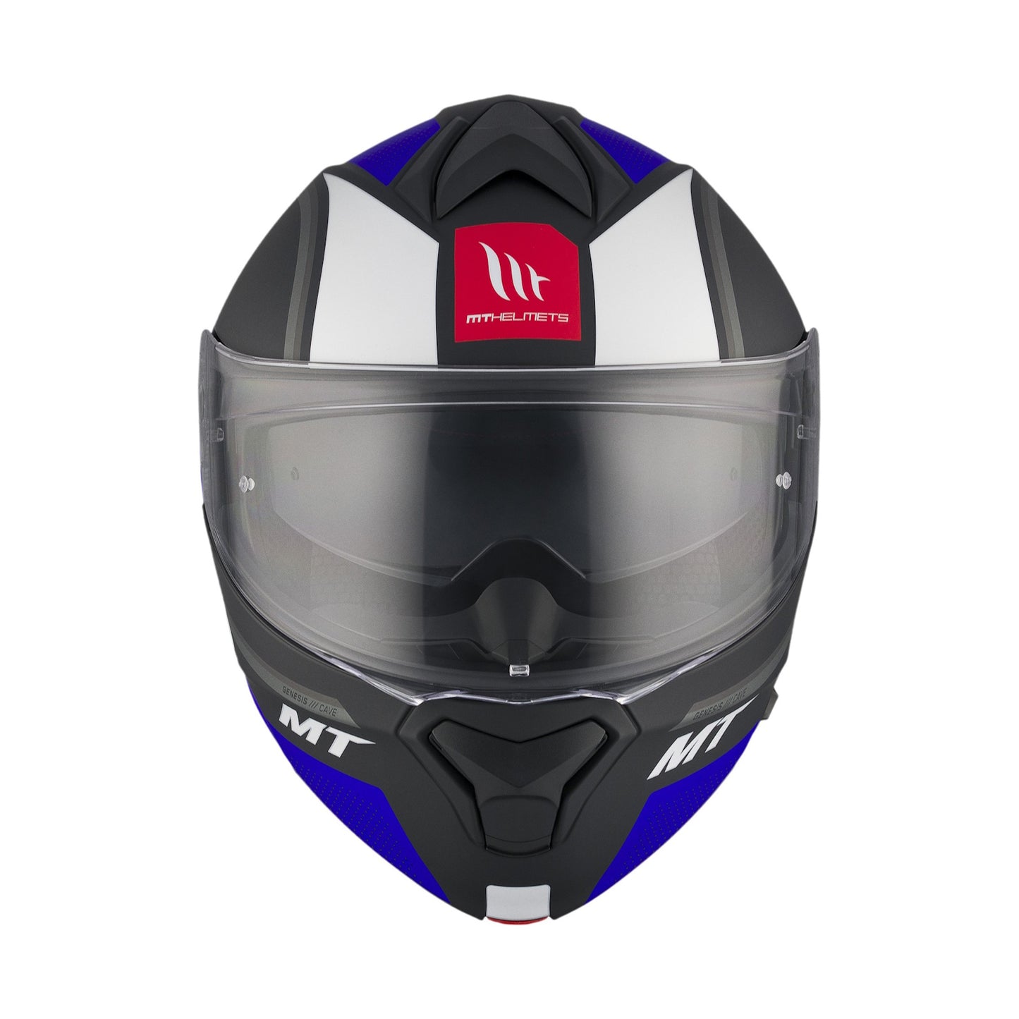 MT Genesis SV Cave A7 Matt Black Blue Flip Front Helmet