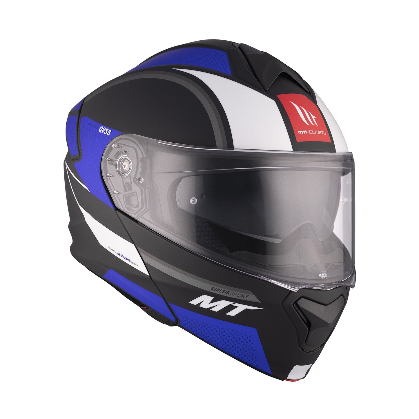 MT Genesis SV Cave A7 Matt Black Blue Flip Front Helmet