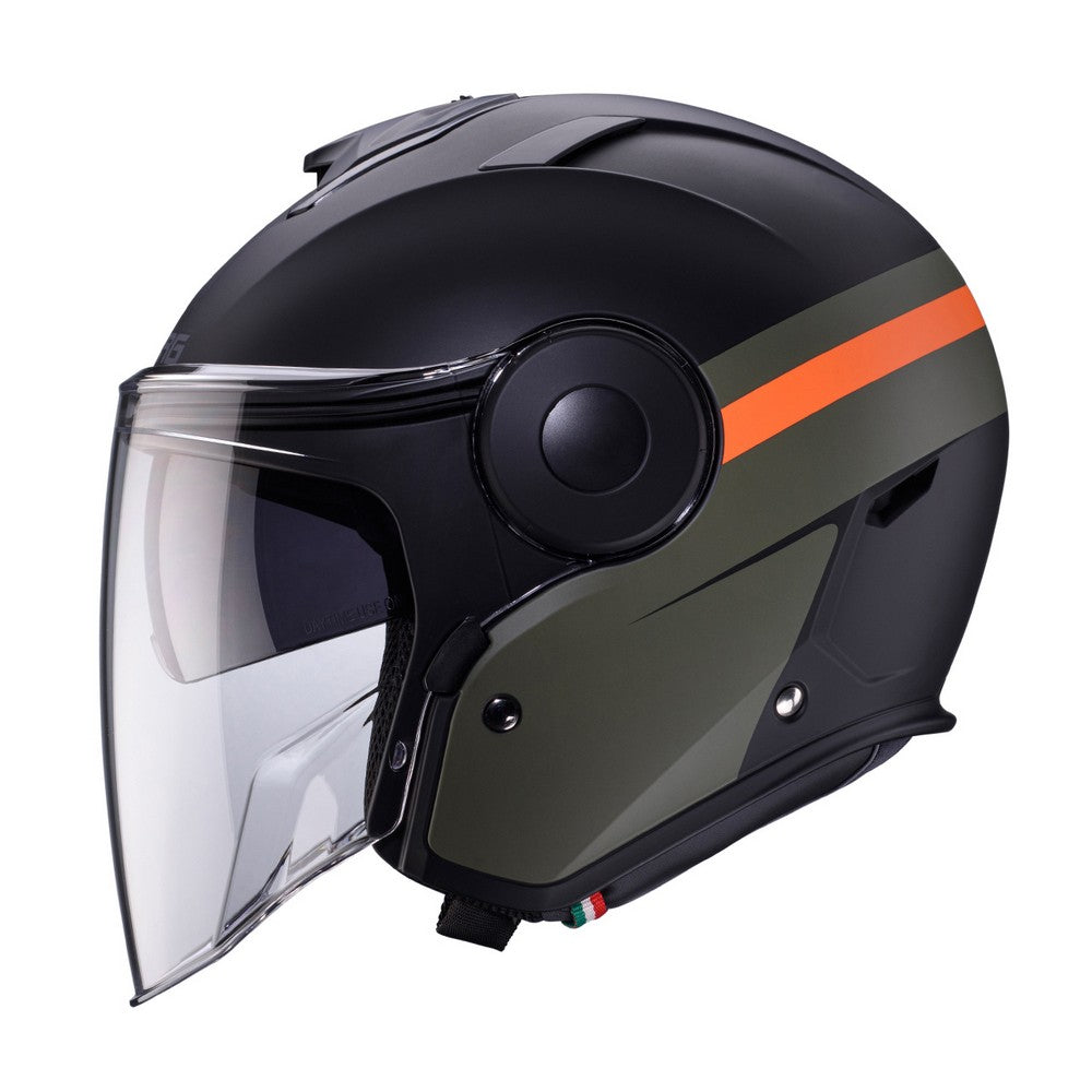 Caberg Soho Zephir Matt Black Military Green Orange Open Face Helmet