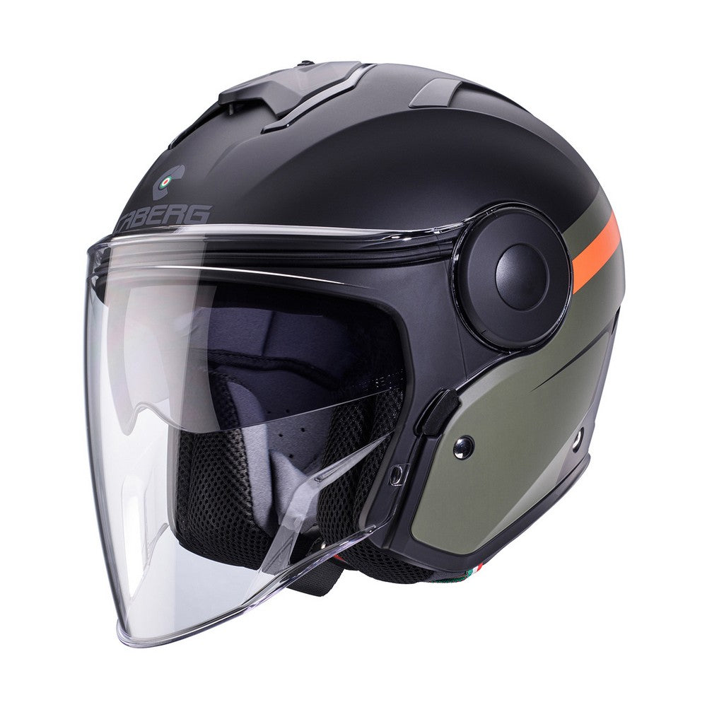 Caberg Soho Zephir Matt Black Military Green Orange Open Face Helmet