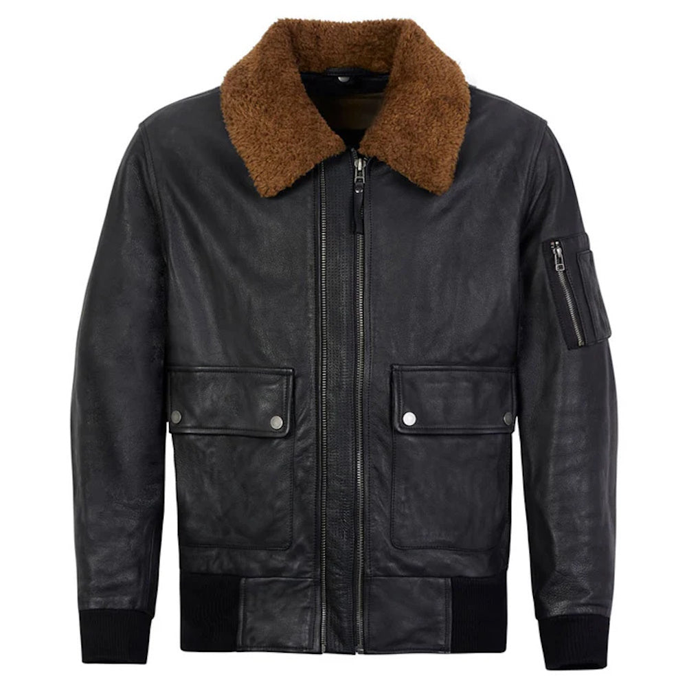 Spada Turbine Leather Bomber Jacket Black