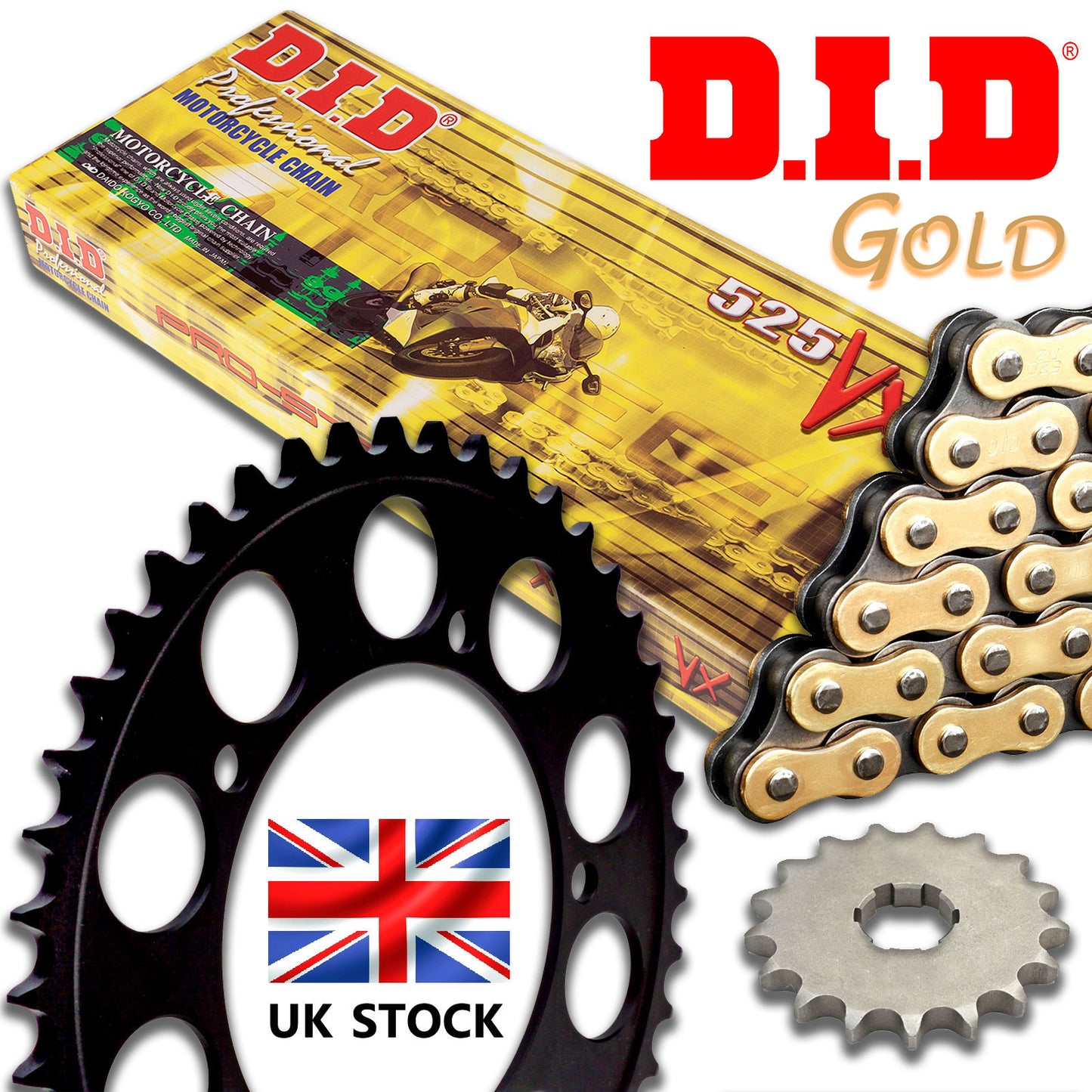 Kawasaki EX 650 ER6F Faired 2015 DID Gold X Ring Chain and Sprocket Kit