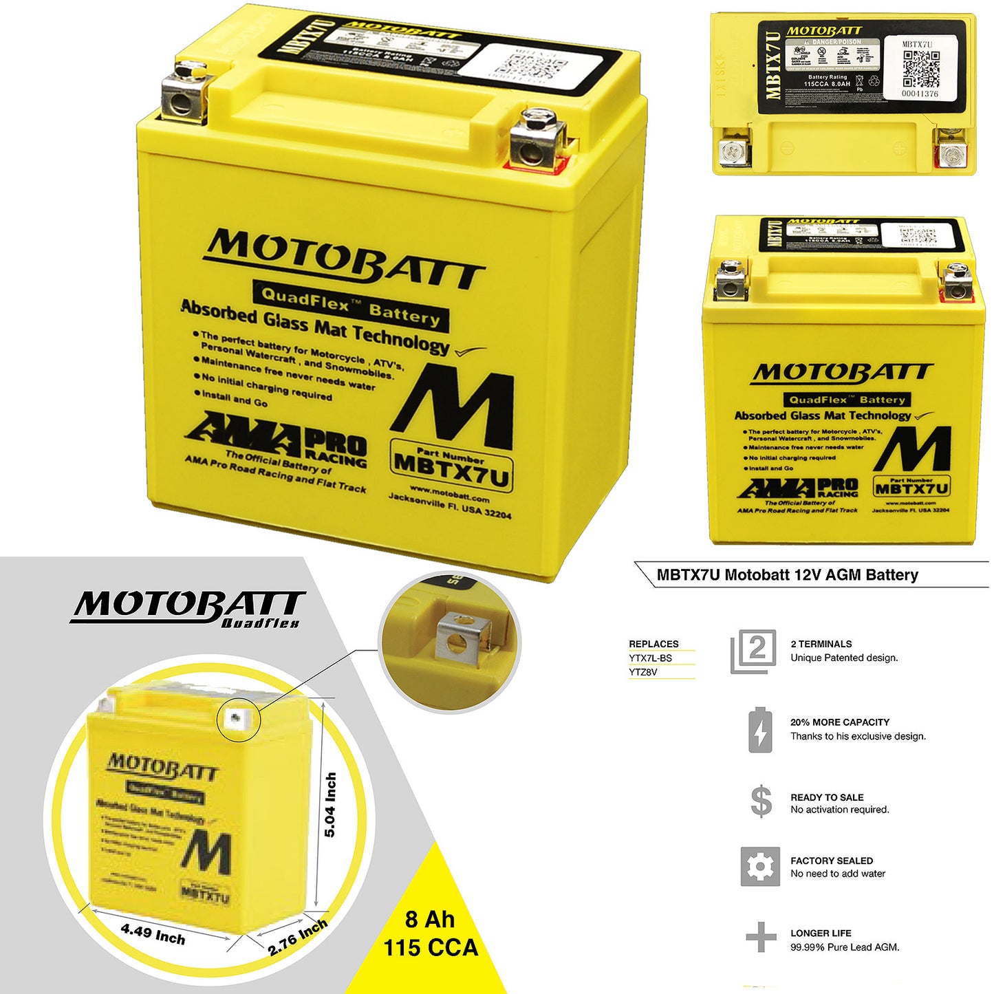 MBTX7U Motobatt Battery
