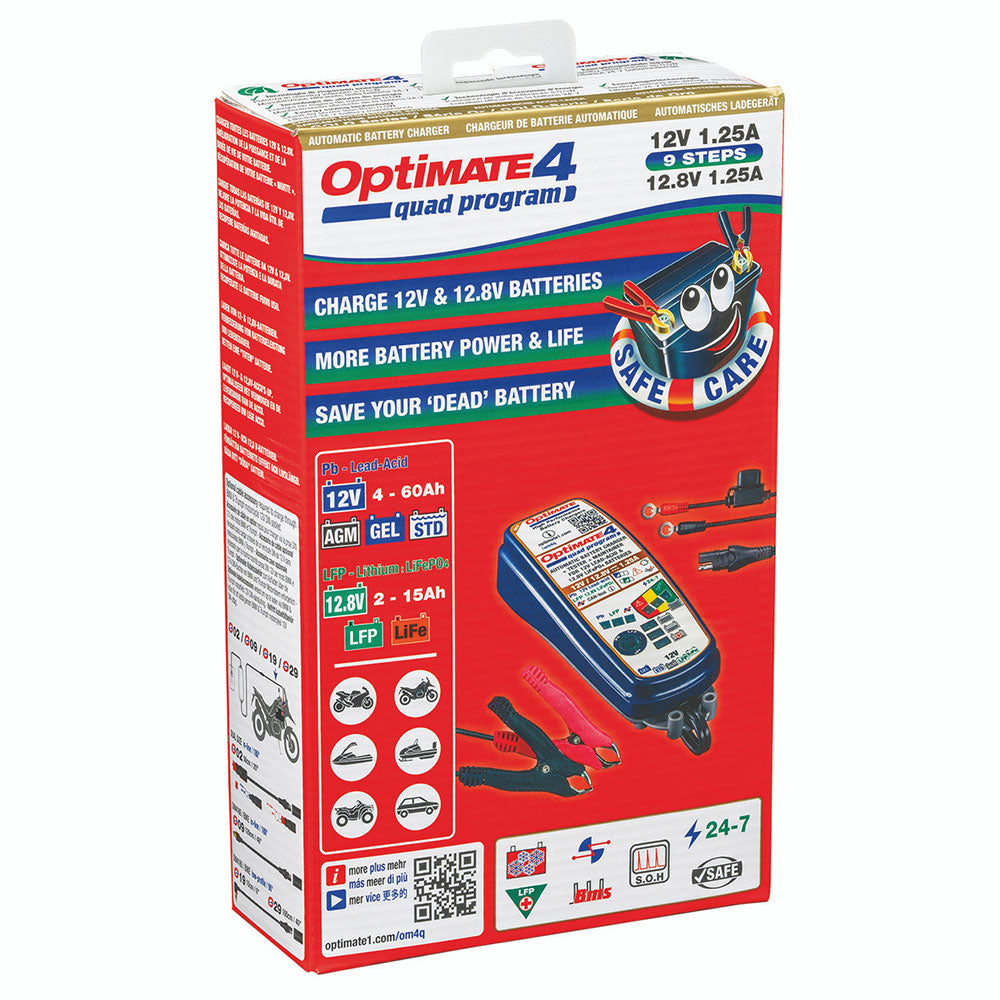 Optimate 4 Quad Program 12v Motorcycle Battery Charger Optimiser SAE Connector