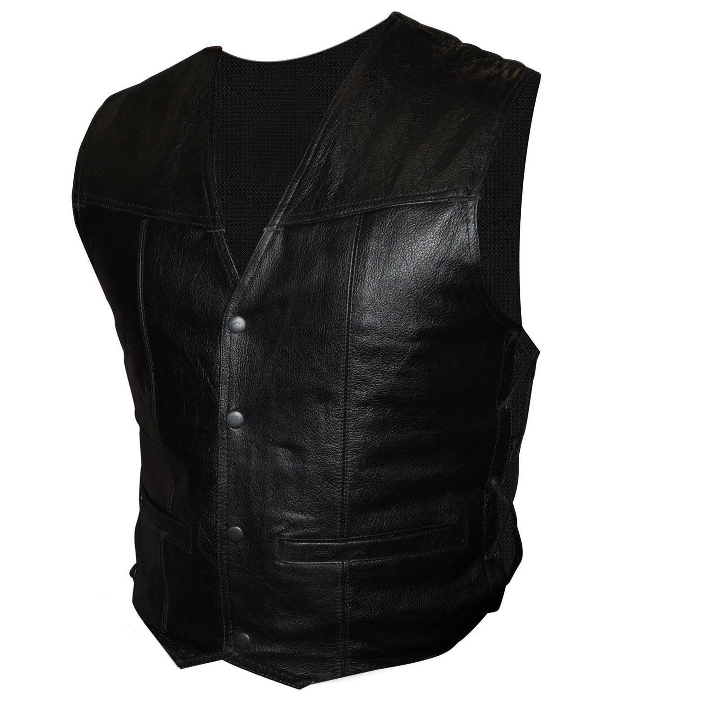 Tuzo Mens Leather Waistcoat Black