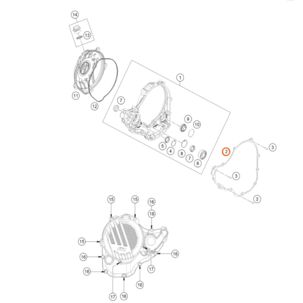 KTM 250/350 16-23 Genuine Inner Clutch Cover Gasket 7923005100