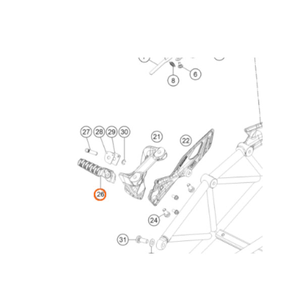 6900305103333S KTM Footrest Rear Cpl R/S