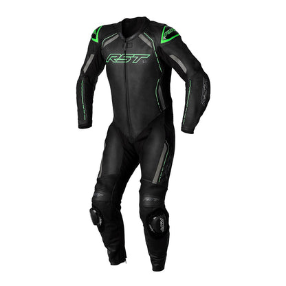 RST S1 Leather Suit Black Grey Neon Green