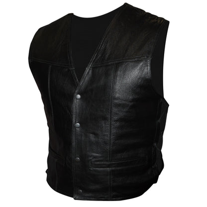 Tuzo Mens Leather Waistcoat Black