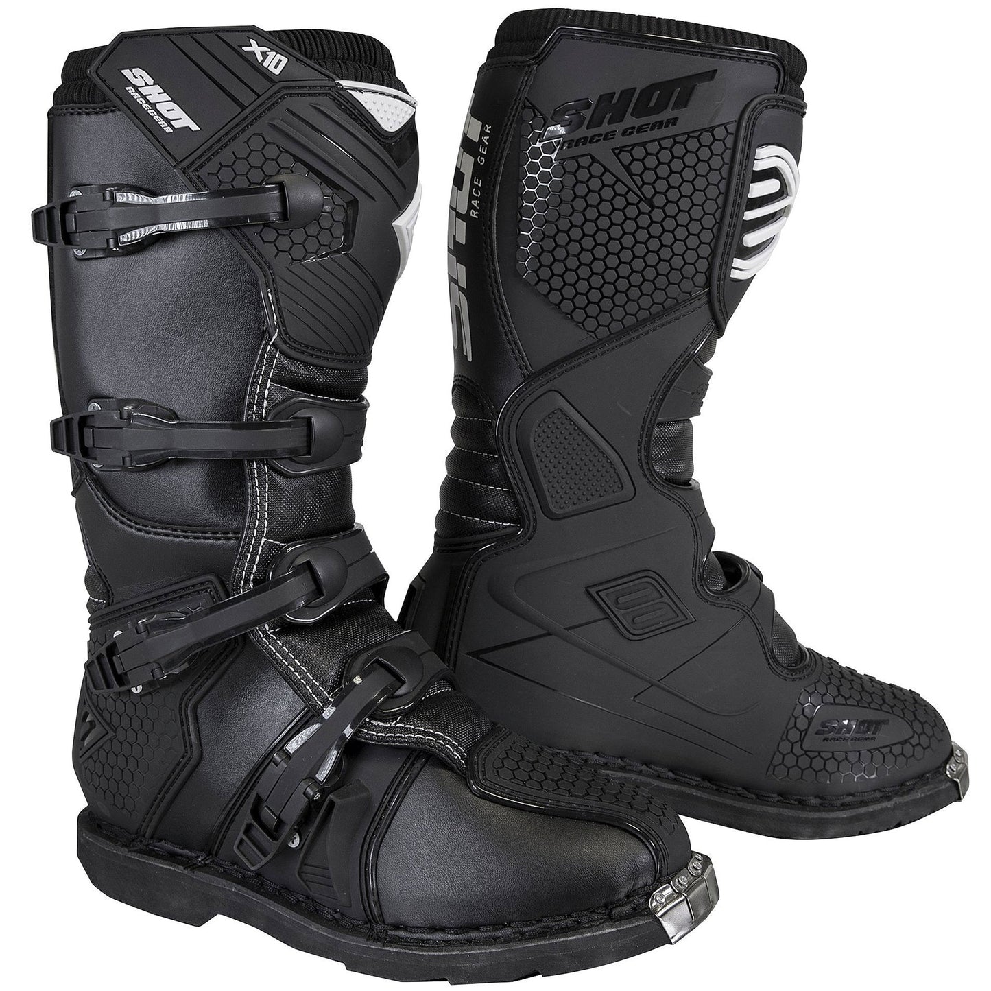 Shot X10 MX Motocross Boots Solid Black