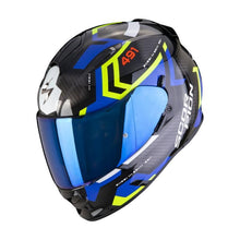 Scorpion Exo 491 Spin Black Blue Yellow Full Face Helmet
