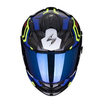 Scorpion Exo 491 Spin Black Blue Yellow Full Face Helmet