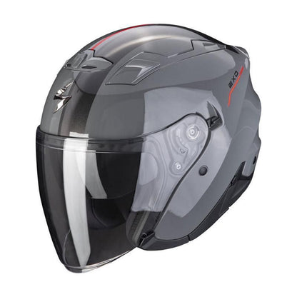Scorpion Exo 230 SR Cement Grey Red Open Face Helmet