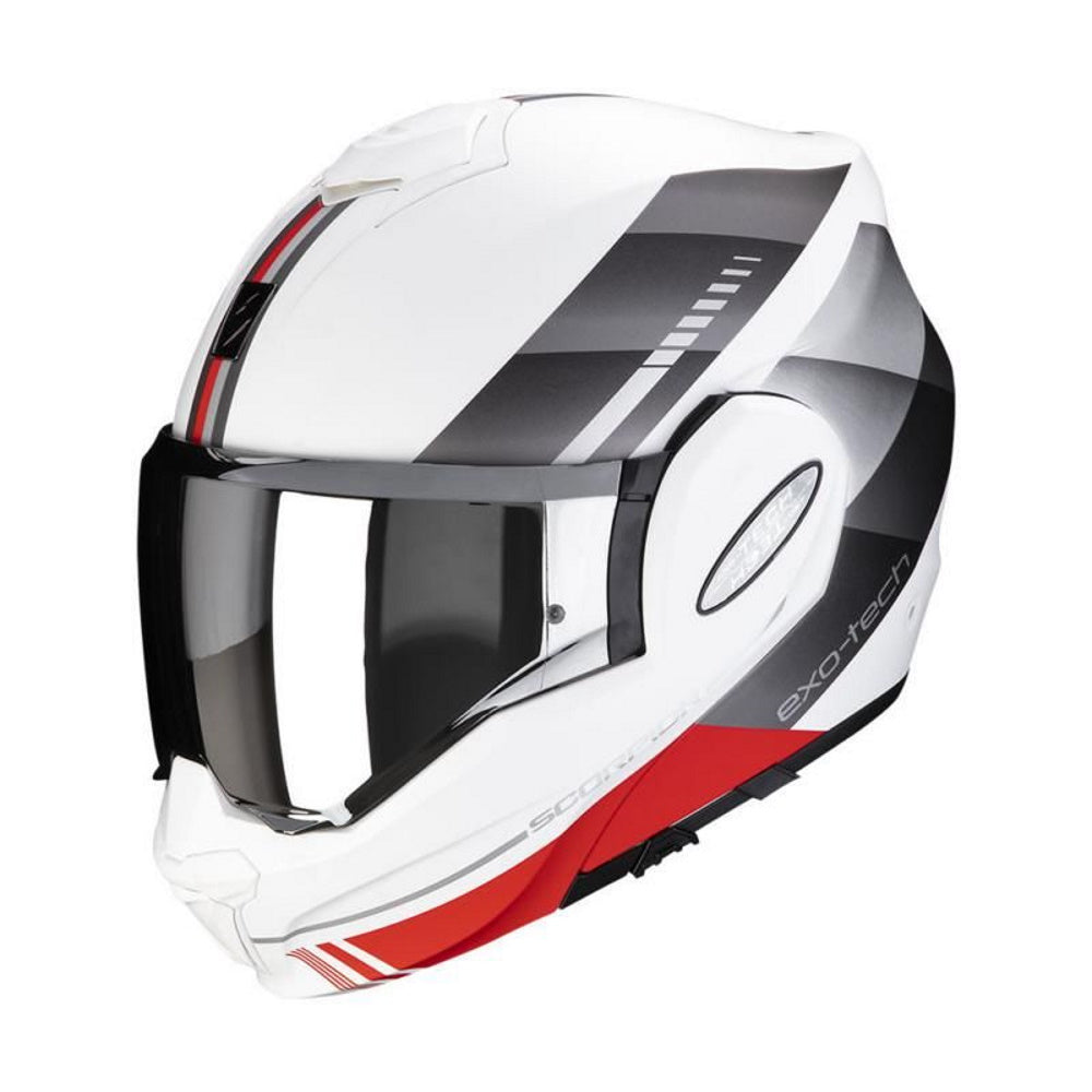 Scorpion Exo-Tech Evo Genre Flip Front Helmet White Silver Red