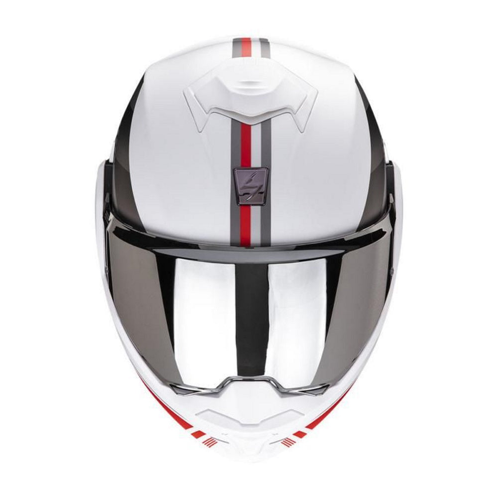 Scorpion Exo-Tech Evo Genre Flip Front Helmet White Silver Red