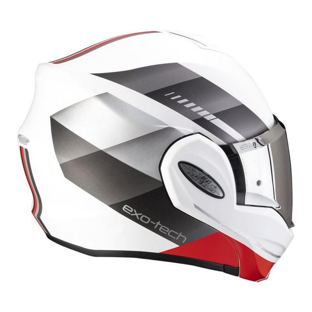 Scorpion Exo-Tech Evo Genre Flip Front Helmet White Silver Red