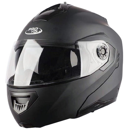 Pro You Flip Up Front Crash Helmet Matt Black