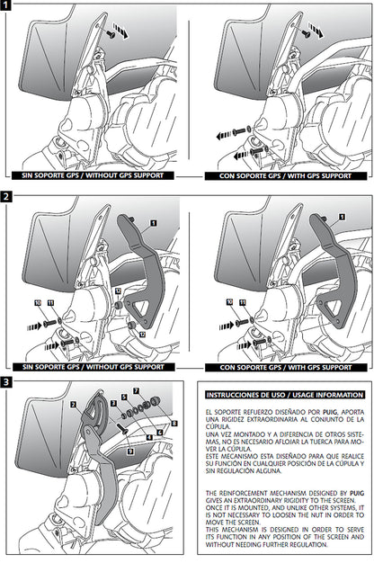 BMW R1200/1250GS 13-22 Puig Screen Reinforcement Support