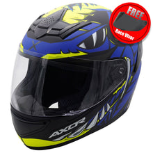 Axor Rage Python Blue / Flo Yellow Full Face Helmet