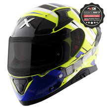 Axor Apex Neon Yellow Blue Gloss Full Face Helmet