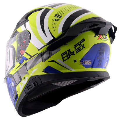 Axor Apex Neon Yellow Blue Gloss Full Face Helmet