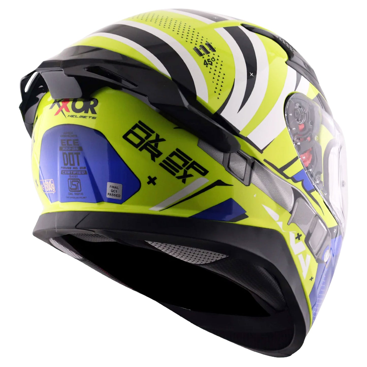 Axor Apex Neon Yellow Blue Gloss Full Face Helmet