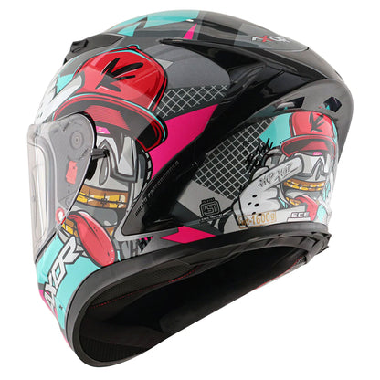 Axor Hip Hop Street Athena Grey Mint Gloss Full Face Helmet