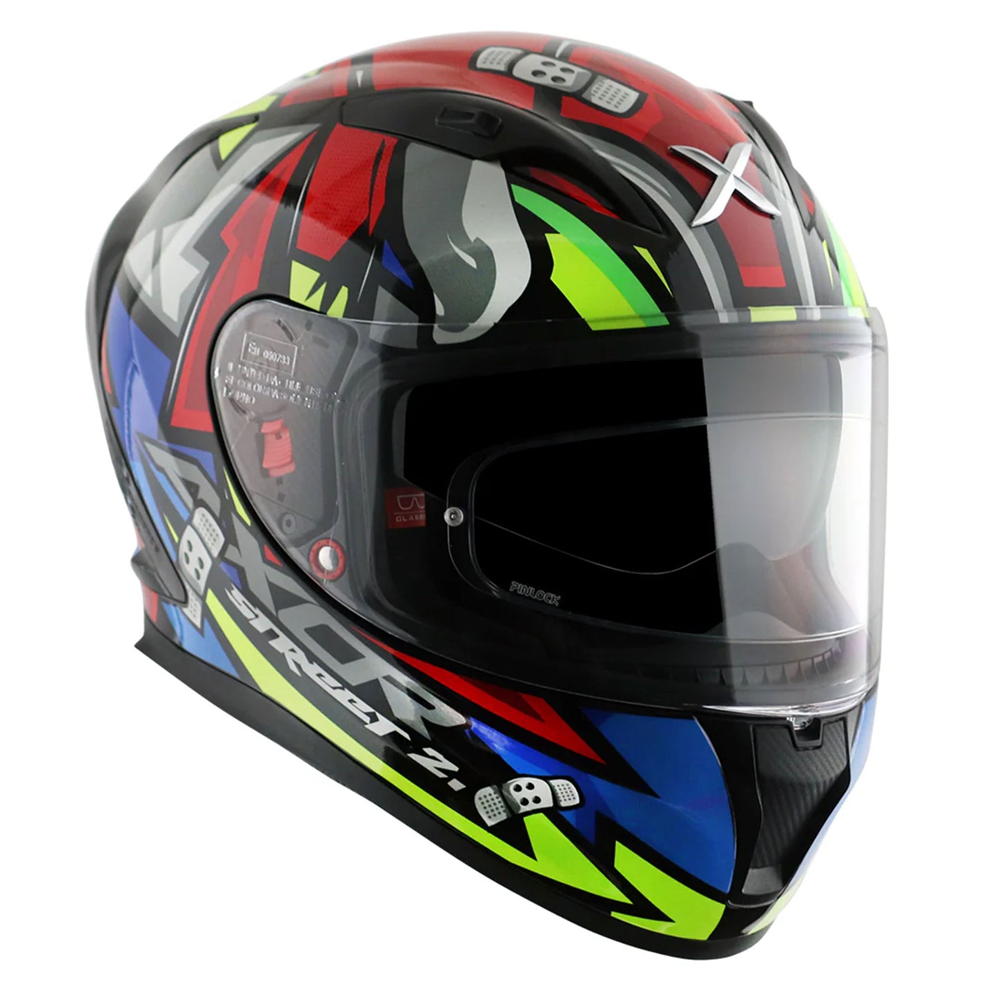 Axor Street Bobby Black Red Gloss Full Face Helmet