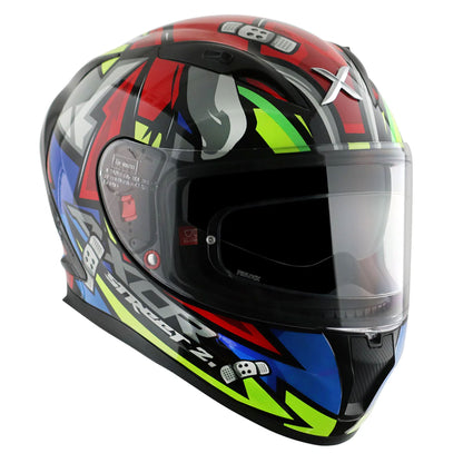 Axor Street Bobby Black Red Gloss Full Face Helmet