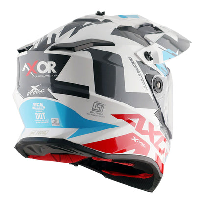 Axor X-Cross Adventure X1 White Red Graphic Dual Sport Helmet