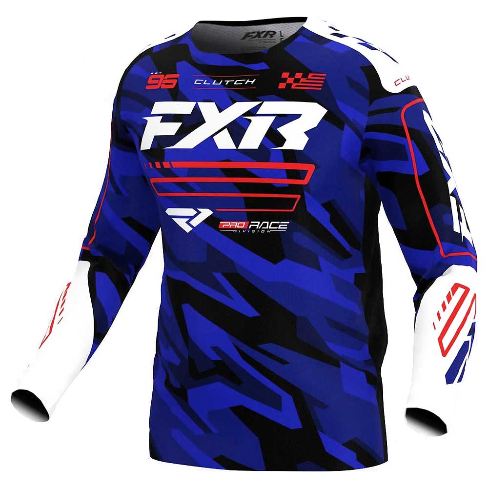 FXR Clutch Motocross Jersey Blue Camo Red 25