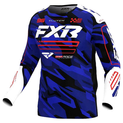 FXR Clutch Motocross Jersey Blue Camo Red 25