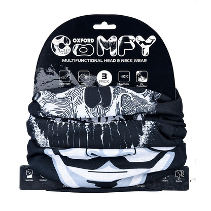 Oxford Comfy Masks Blue Neck Tubes 3 Pack