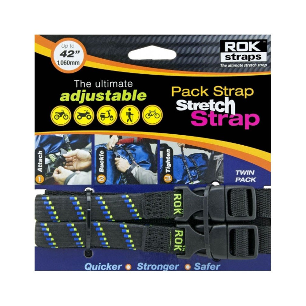 Rok Adjustable Stretch Strap Black Blue Green 2 Pack