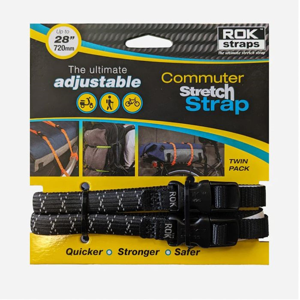 Rok Adjustable Stretch Strap Black Reflective 2 Pack