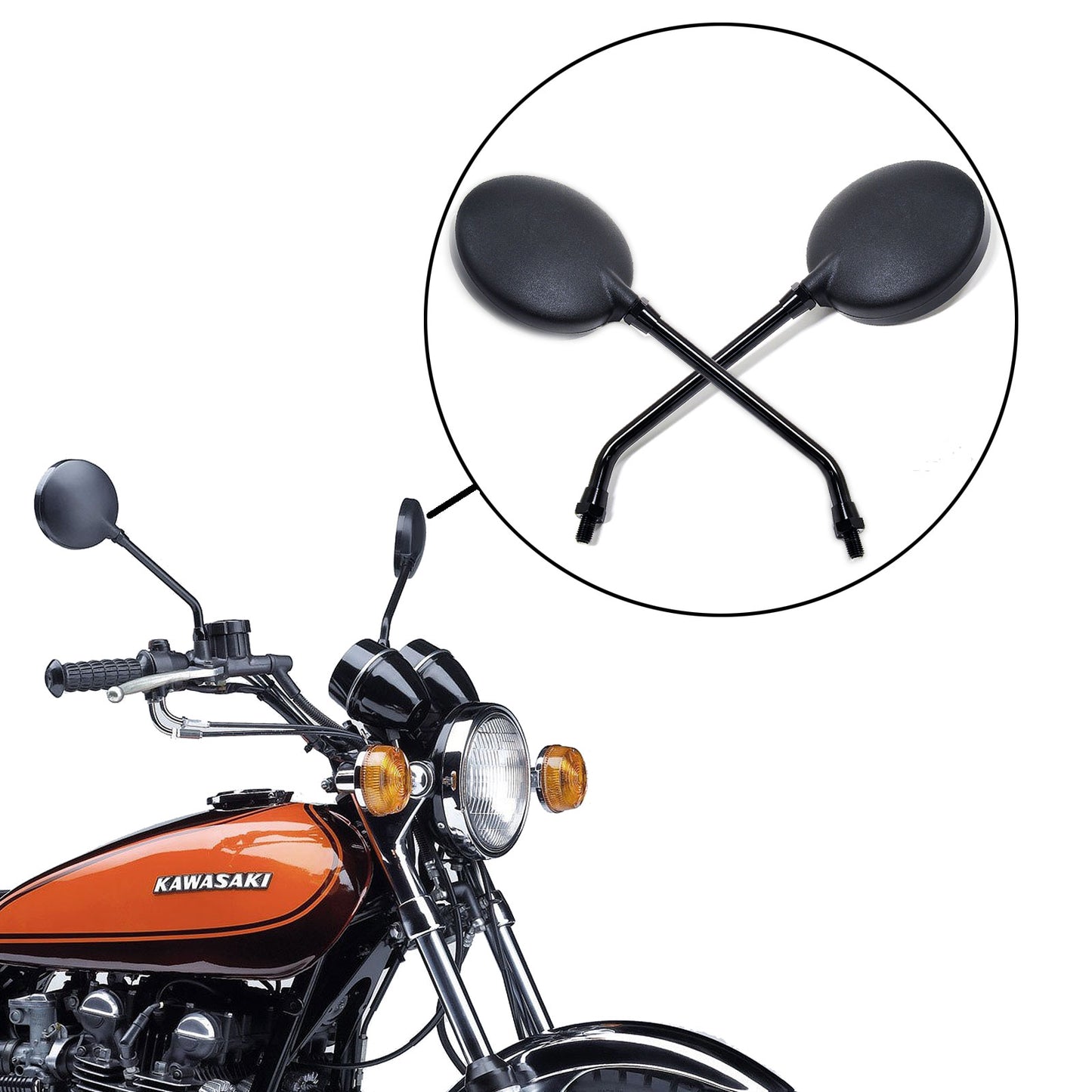 Z900 Style Mirror Black Pair