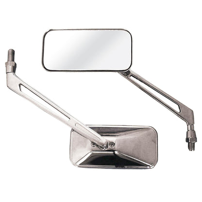 10mm Runner Rect Chrome Mirrors Pair