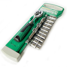 12 Piece Metric Socket Set 1/4" Drive Ratchet Extension Bar with Storage Case