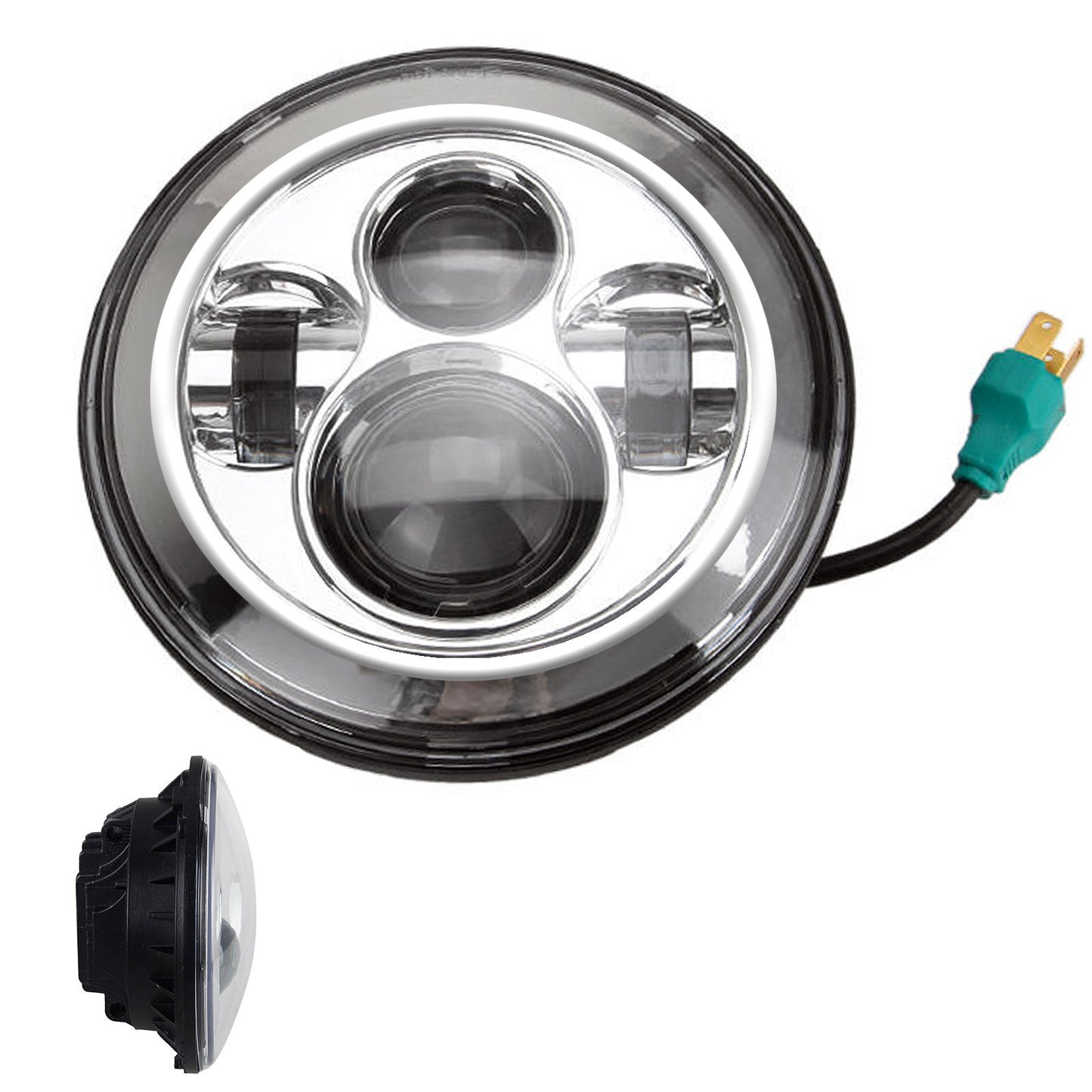 7" Motorcycle Black Projector Headlamp Daymaker LED Light Headlight For Harley