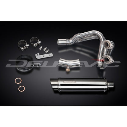 Kawasaki KLE650 10-14 2-1 Stainless Steel Full Exhaust System with Stainless Steel Cans