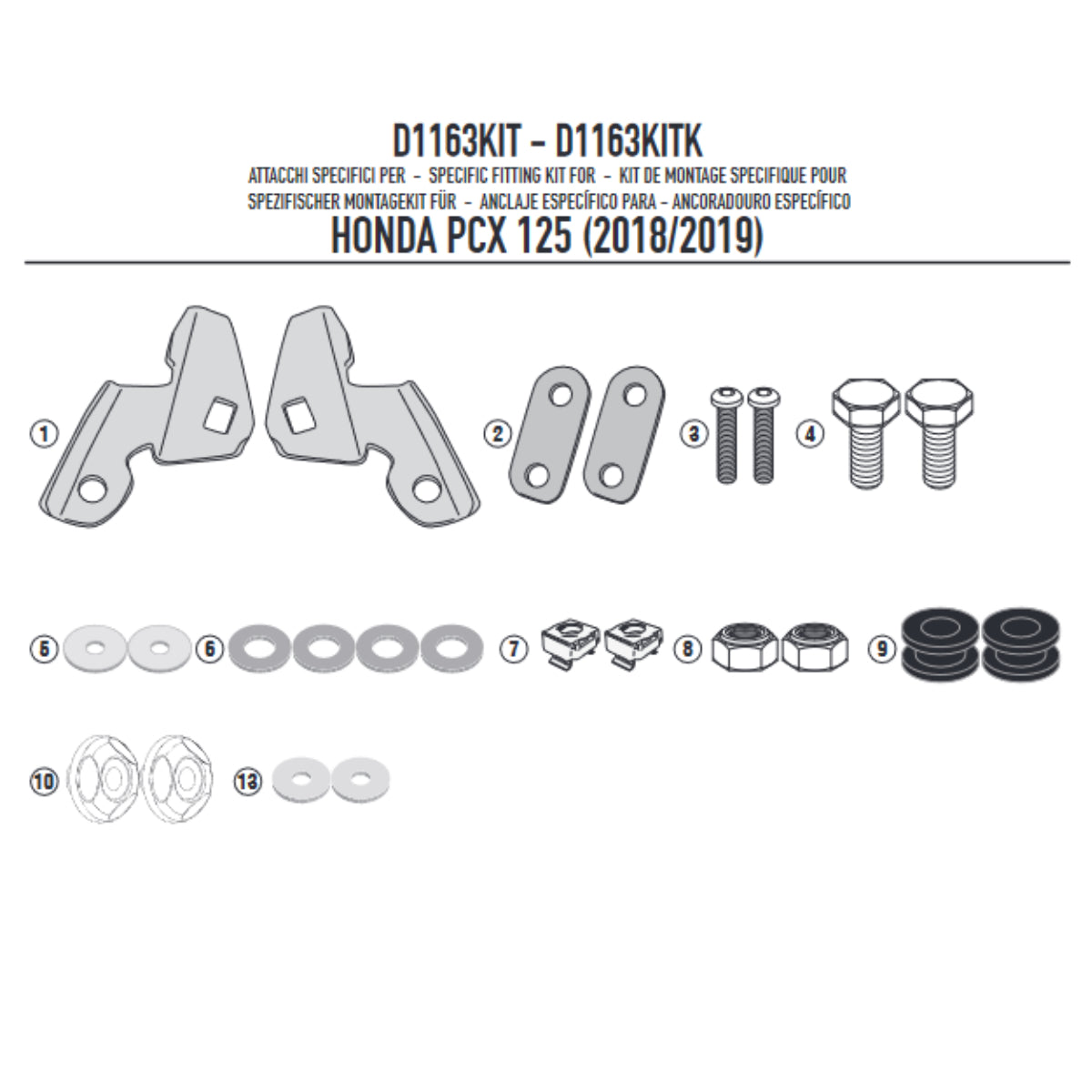 D1163KIT Specific Fitting Kit For 1129 & 1163 Screens