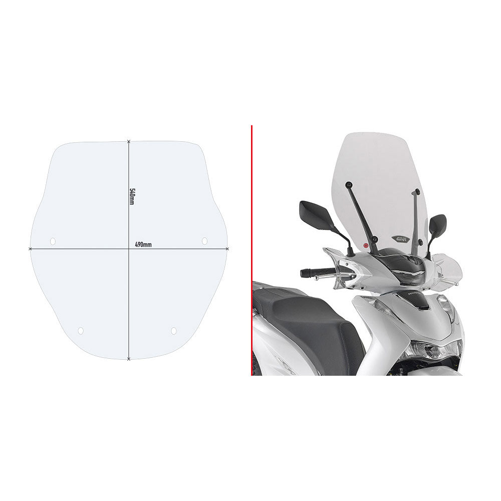 Honda SH125 SH150 2020 - 2021 Givi Clear Screen Blade H54 x W49 cm